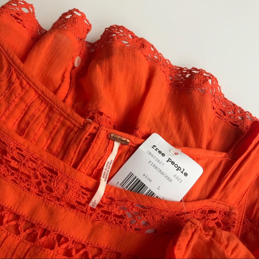 NEW Free People Crush Top Crochet Hem Size Large - Picture 2 of 8